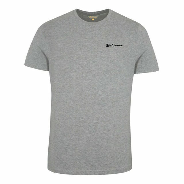 Ben Sherman Short Sleeve Crew Neck Grey Mens Plain Classic T-Shirt 0062107 LGREY