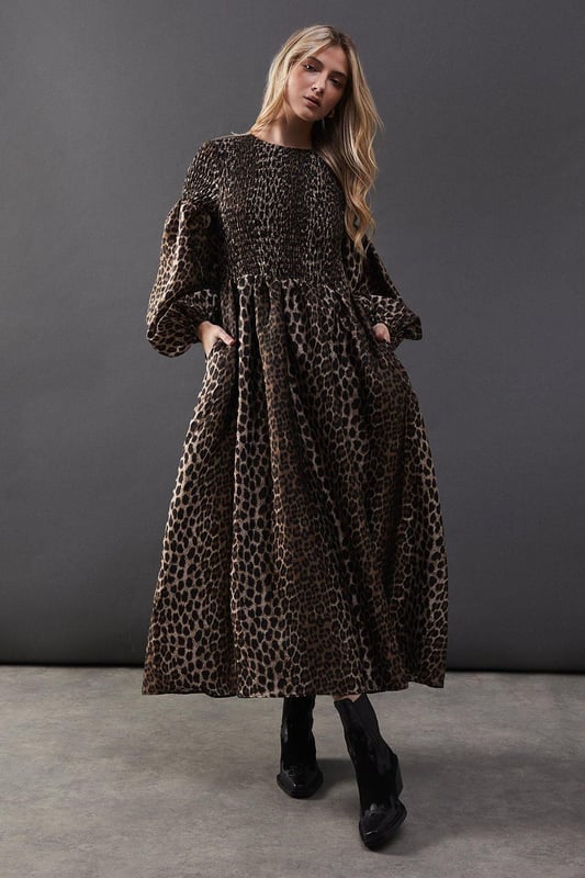 Textured Organza Shirred Midaxi Dress
