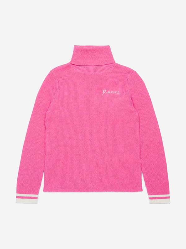 Introducing the Marni Girls Knitted Roll Neck Jumper in Pink, a chic addition to the AW2024 collection. Impeccably tailored for the fashionable young girl, this jumper spells elegance and comfort. Key features include:‚ Luxurious Feel: Crafted with the finest yarns for a soft, enveloping feel.‚ Stylish Comfort: Roll neck design keeps warm while ensuring a stylish look.‚ Vibrant Pink Shade: Brightens any outfit with a playful touch.Elevate your girl's wardrobe this season with Marni's exclusive design!