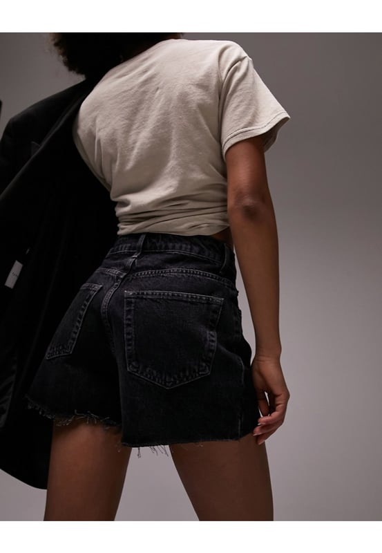 Black denim mom shorts shop