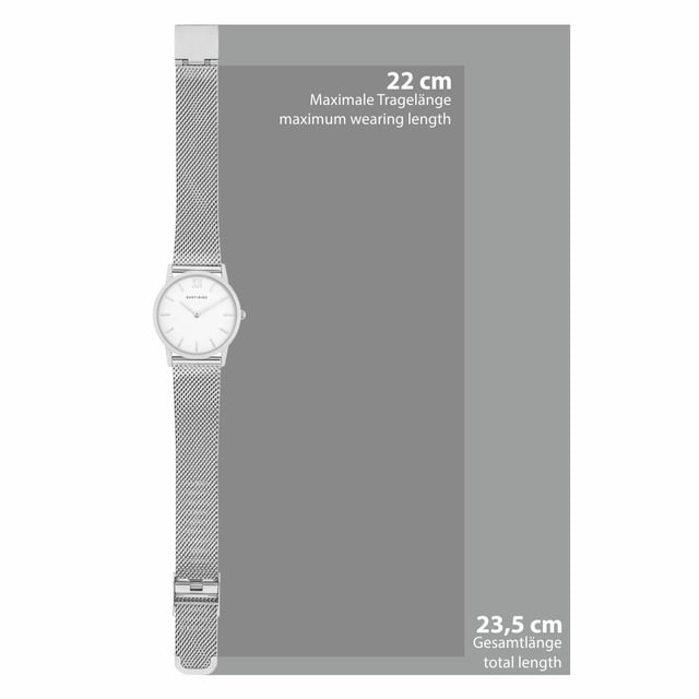 Subtle refraction is the trademark of the New York district of Eastside - as well as the Eastside watch label of the same name. This enchanting women's model reflects on traditional watch design away from opulence and glamor. Understatement is the order of the day! Tone kept in sound, combine the housing with high-quality screwed stainless steel floor and the elaborately worked stainless steel-milanaise bracelet cool elegance and hard-wearing materials. The dial is discreetly in the background and is reduced to the traditional function of a timepiece, with filigree barnacles and delicate swords.