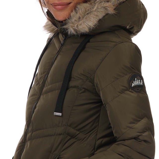 Women s Tokyo Laundry Palma Violet Long Puffer Jacket in Khaki