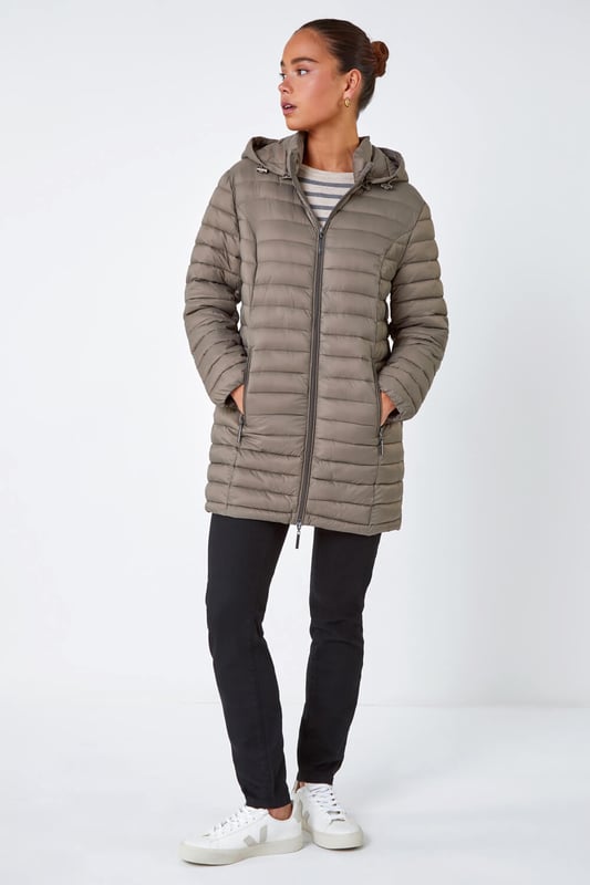 Petite Quilted Longline Puffer Coat