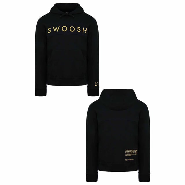 Nike Standard Fit Swoosh Logo Langarm Pullover Schwarzer Herren Hoodie DC2587 010