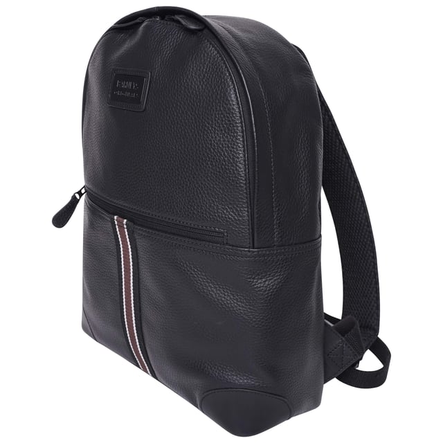 Barneys Originals real leather backpack featuring a bold cherry red stripe for an elegant touch. Designed with comfort fabric on the back to ensure easy, comfortable use throughout the day.