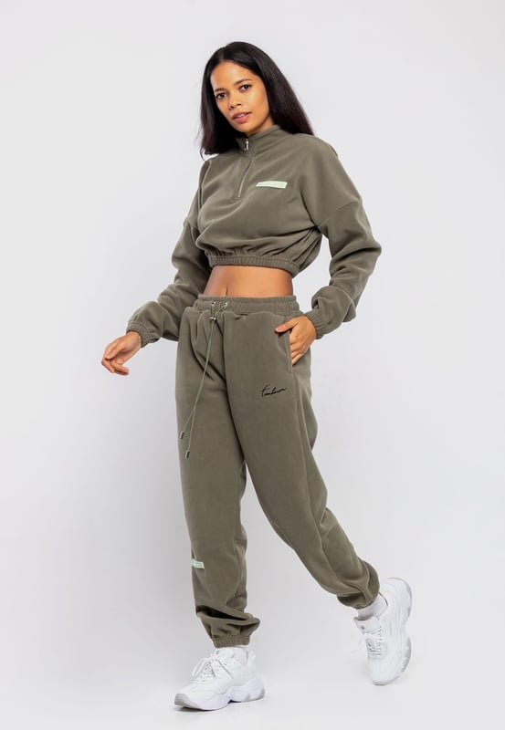 Tom Barron Dames Casual Cropped Fleece Stijlvol Oversized Trainingspak