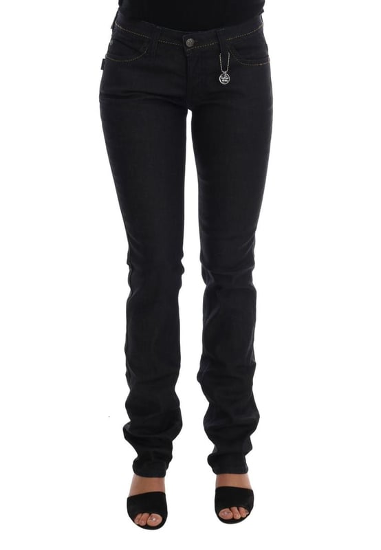 Prachtig gloednieuw met labels  
Super slim fit  
Donkerblauwe kleur  
Gemaakt van 98% katoen en 2% elastaan  
Ritssluiting en knoopsluiting  
Logo details  
Gemaakt in Italië  
Materiaal: 98% Katoen 2% Elastaan