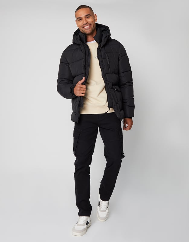 Black 'Charleston' Showerproof Double Layer Puffer Jacket