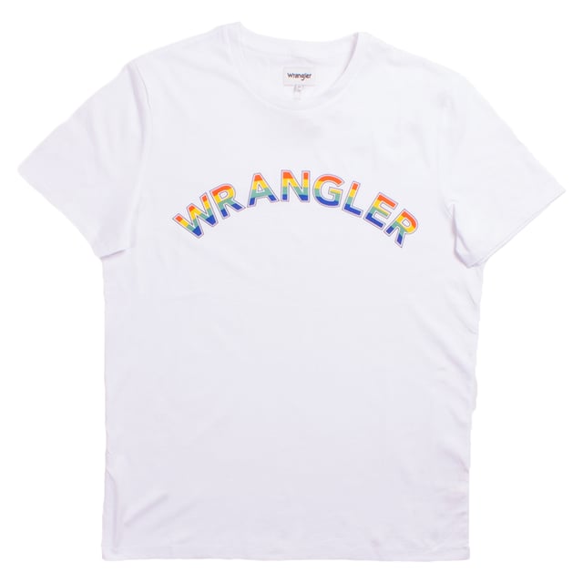 Cut from a crisp, white cotton, this season's rainbow logo tee is packed with effortless nineties vibes. It'll look super fresh sitting against light washes of denim.