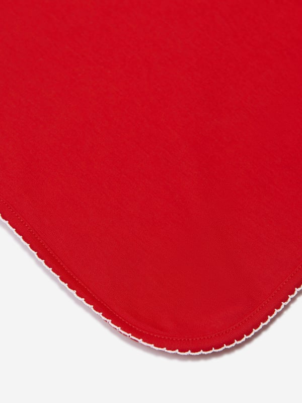 Magnolia Baby incorporate soft sophistication into their adorable products. This baby unisex red blanket captures the label's dedication to high quality and intricate focus. Made in refined Pima cotton with a dainty 'Magnolia baby' white satin ribbon. It is complete with beautiful white lace. Pima Cotton  White Lace White Satin 'Magnolia Baby' Ribbon Brand Tag One Size 77cm x 77cm