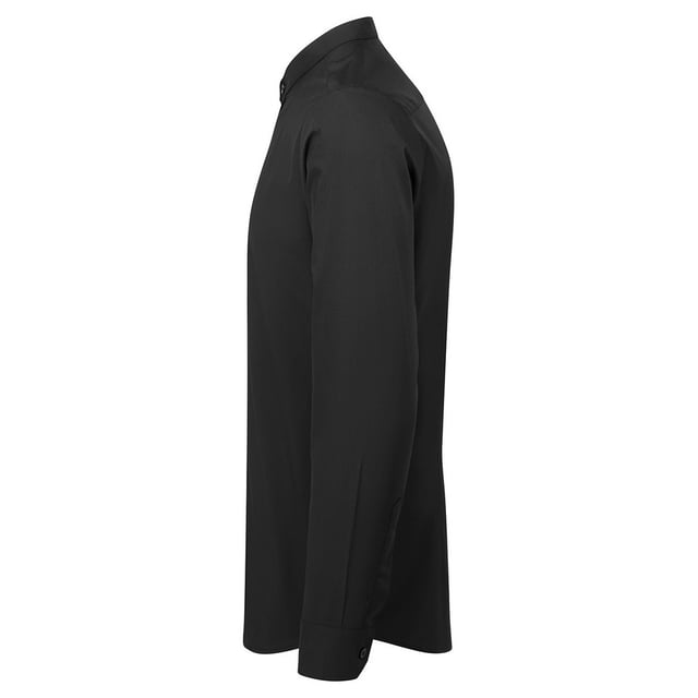 65% Polyester, 35% Cotton. Design: Plain. Neckline: Banded. Fastening: Button-Down. Cuff: Double Button. Sleeve-Type: Long-Sleeved. Fabric Technology: Easy-Clean. Sleeve Guard. 115gsm. Sustainability: Amfori, BSCI, REACH, Sedex, WRAP Certified.