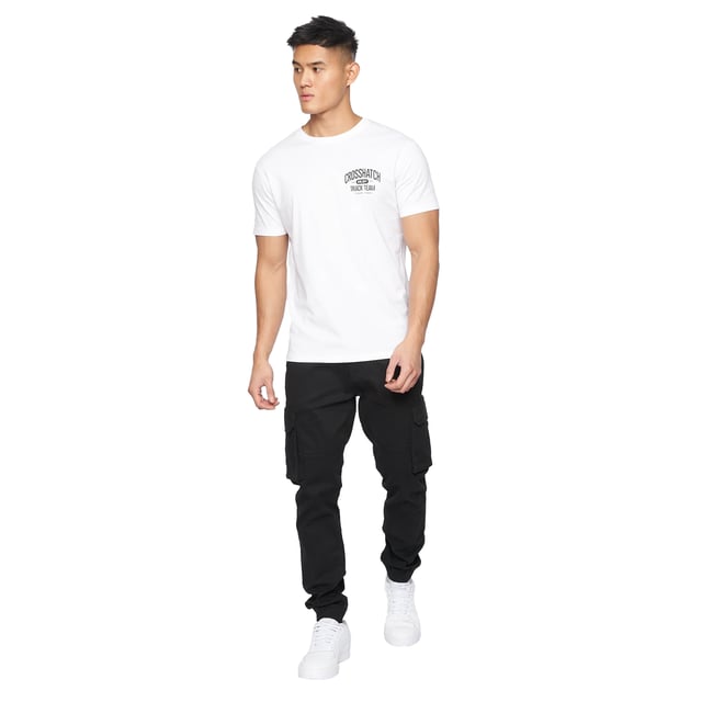 98% Cotton, 2% Elastane. Design: Plain. Fastening: Button, Zip Fly. Fabric Technology: Durable, Stretch. Belt Loops. Pockets: 2 Side Pockets, 2 Cargo Pockets, 2 Back Pockets, Flap Closure, Concealed, Buttoned. Hem: Ribbed.
