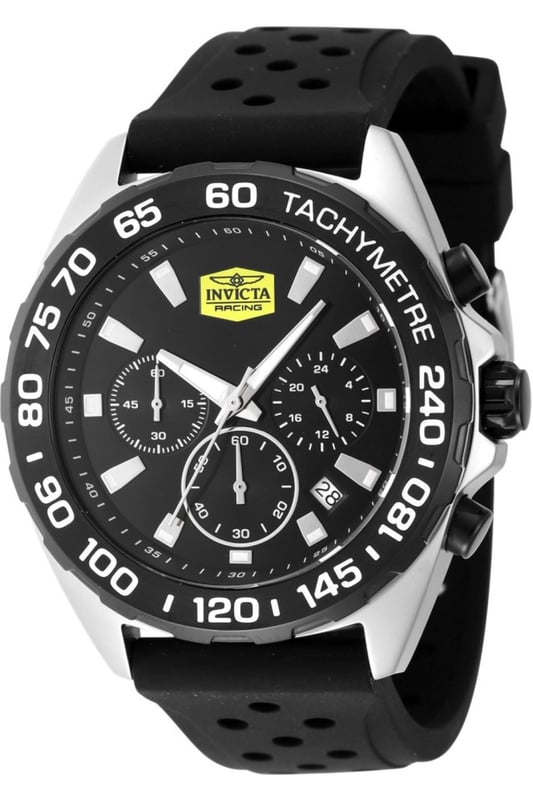 El Invicta 47768 tiene una caja de acero inoxidable de 43 millimetros con una esfera negro.
Esta modelo funciona con un movimiento de Cuarzo preciso.
Resistencia a la presión de aqua de 5 bares.
Este modelo es parte de la colección Invicta Racing.

2 años de garantía Invicta.