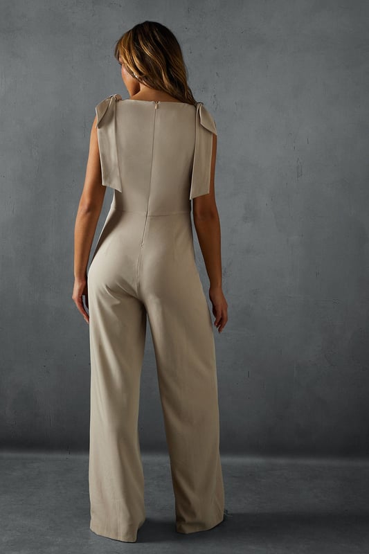 Tailored Tie Shoulder Waistcoat Jumpsuit