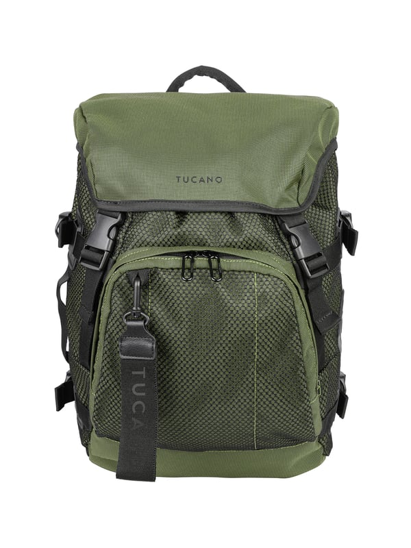 unisex rugzak met gespsluiting. één open binnenzak. één voorkant met externe zakken met ritssluiting. ontbrekende schouderband.  Handvat van gerecycled polyethyleentereftalaat. een binnencompartiment.  extern materiaal.  Binnenkant van gerecycled polyethyleentereftalaat. Afmetingen: 27,5x36,5x18 cm. Modeproduct