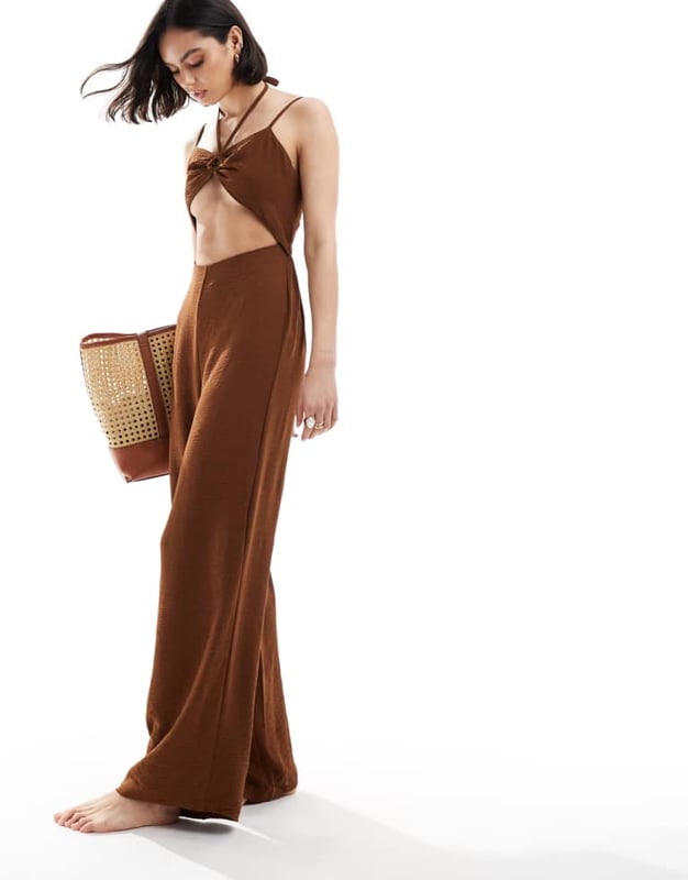 Jumpsuits & Playsuits by The Frolic Summer, styled Halterneck style Fixed straps Cut-out and ring detail Tie fastenings Wide leg Regular fitSold By: Asos