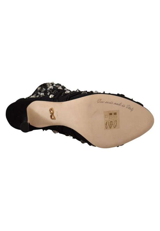 Dolce & Gabbana Women's Black Crystals Heels Zipper Short Boots Shoes Brand: Dolce & Gabbana
Model: Short boots
Colour: Black
Material: 79% Nylon 15% Leather 5% Viscose 1% Polyester
Sole: Leather
Logo details
Quality and comfort
Made in Italy
Material: 79% Nylon 15% Leather 5% Viscose 1% Polyester