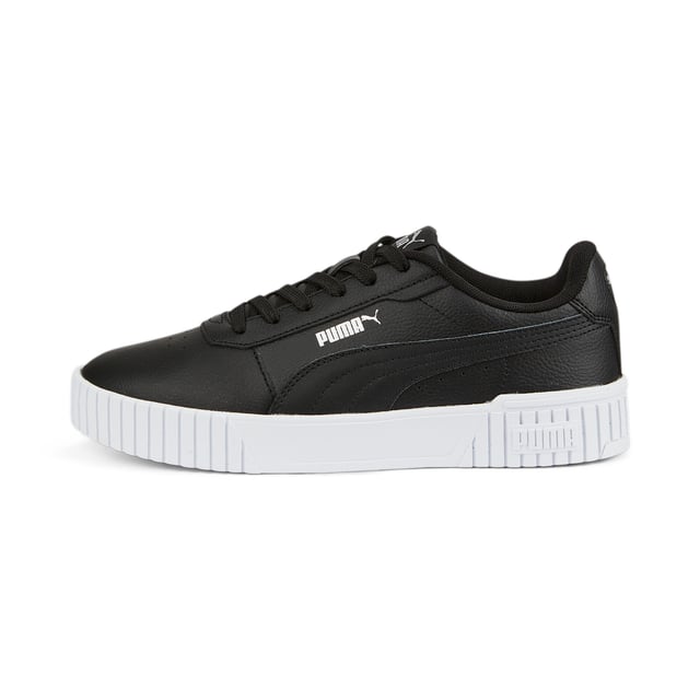 PRODUCT STORY: Introducing the Carina 2.0. Taking its design cues from the '80s, this classic tennis silhouette feels right at home with the laid-back sneaker style of Californian beach towns. Staying true to its beloved look and feel, Carina steps into the new season with some refreshments: wider lines on the heel and perforations on the vamp bring added edge. What's more, our SOFTFOAM+ sockliner is there to provide soft cushioning and comfort all day long. FEATURES & BENEFITS  - Recycled Content: Made with at least 20% recycled material as a step toward a better future. SOFTFOAM+: Step-in comfort sockliner designed to provide soft cushioning thanks to its extra thick heel. DETAILS  - Leather upper with perforated vamp. Rubber midsole and outsole. Wider vertical lines on heel. PUMA Formstrip on medial and lateral sides. PUMA Cat Logo on heel.