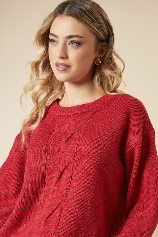 Centre Front Cable Design Crew Neck Jumper