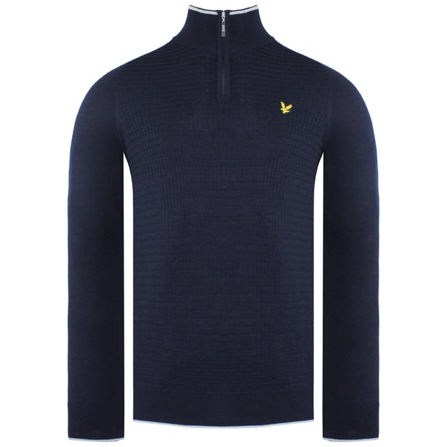 The Merino 1/4 Zip is brand new this season from Lyle & Scott. This knit features a 1/4 zip neck, contrast tipping at the cuffs and a waffled front panel for improved breathability. It has a soft hand feel and natural stretch. The signature golden eagle is on the left chest. 

100% Merino Wool 
Quarter zip neck 
Waffled front panel 
Contrast tipping at cuffs