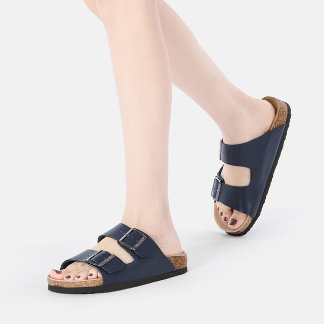 Toss your beach bag over your shoulder and slide into our Mallard Slides for all-day comfort. With their double straps, your feet will stay happy from sunrise to sunset. Plus, these shoes come packed with extra comfort and safety features, including adjustable buckle straps, a cushioned cork sole, and a waffle-like pattern for enhanced grip on wet surfaces.

Product No. EAU5001

Description: - Leather Upper - Cowhide Midsole - EVA Sole