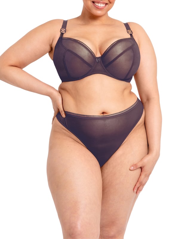 Curvy Kate Lifestyle Plunge Bra. With underwired cup and single-layered mesh sheer fabrics, this bra offers uplift and forward projection. The product is recommended for hand wash only.