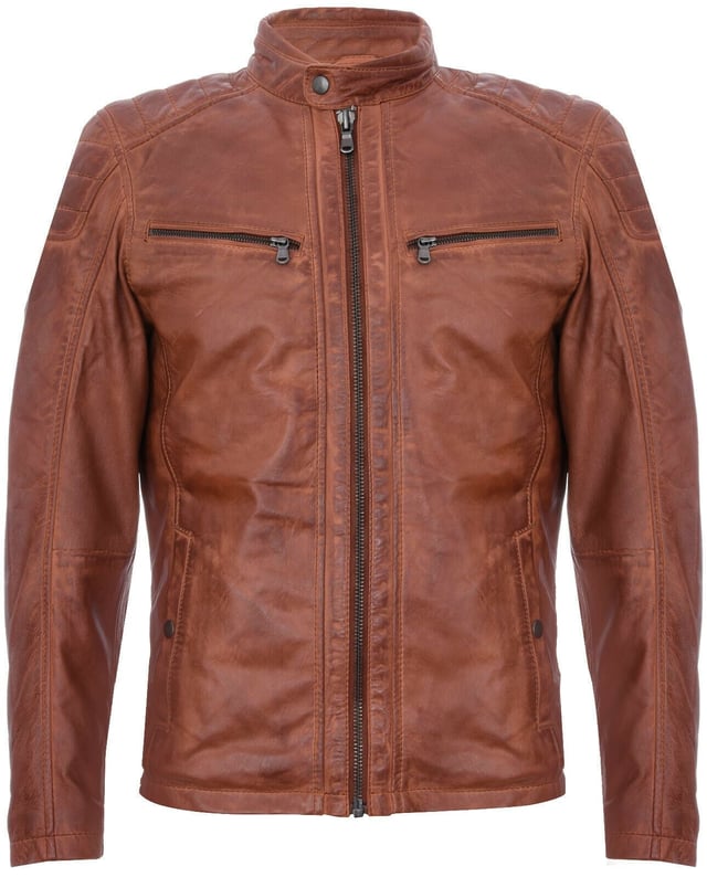 Herren-Lederjacke im Vintage-Stil, gesteppt, Retro-Racing-Biker