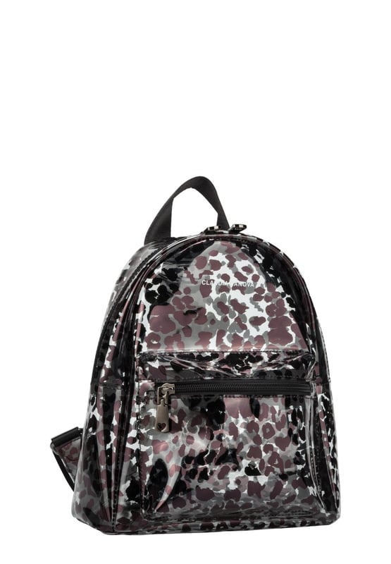 A classic sporty item with a fashionable update. This backpack is bold, stylish and you NEED it in your autumn wardrobe! The super cute silhouette is met with simple design details such as the gunmetal hardware and the Claudia block lettering logo. The nylon backpack straps are adjustable so you can alter it to sit on your back perfectly. Features: , PU see-through exterior, Claudia Canova block logo, Zip around opening, Front zip pocket, Gunmetal hardware, Nylon adjustable backpack straps Style Ref: 84536 LEOPARD