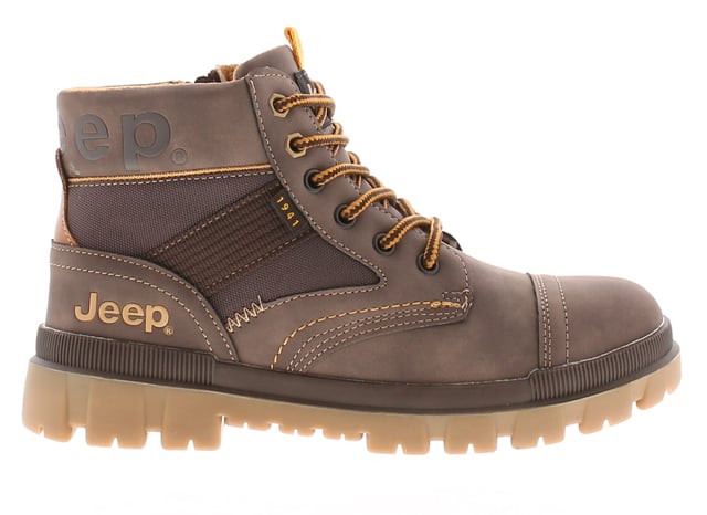 Jeep Boys Walking Boots Junior Combat hi Lace Up brown