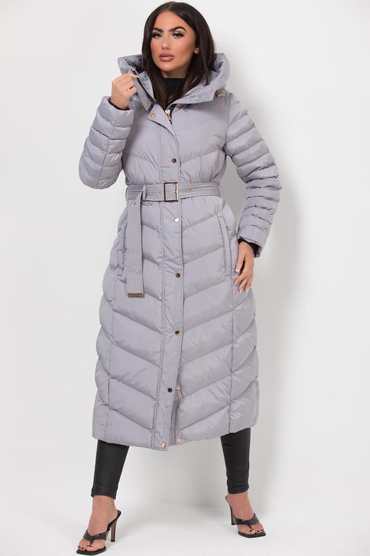 Long padded belted coat 2025