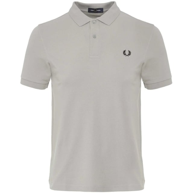 Fred Perry Grey Polo Shirt, Plain Polo Shirt, 100% Cotton, Button Closure At The Neck. Logo On Chest, Short Sleeve, Short Sleeve, Concrete Grey Polo