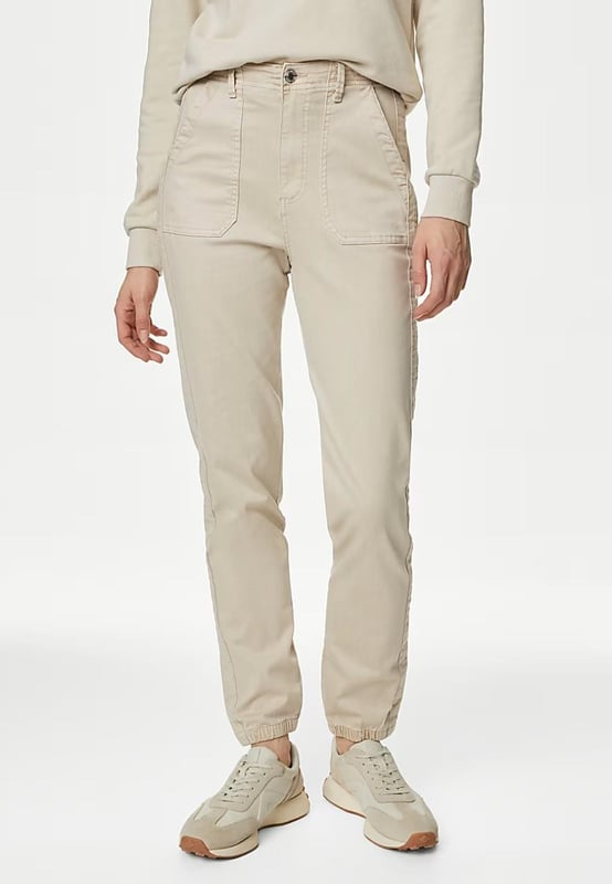 M&S soft cotton-blend chino joggers offer a modern slim fit with added stretch for flexibility. Designed for comfort, they feature an ankle-grazer length and a smart button and zip fastening. Available in Short (26"), Regular (28"), and Long (30") inseams. So we can bring you the very best product and pricing these jeans are ex M&S branded so tags and labels have been removed but rest assured the product branding is still visible and the high M&S quality remains..