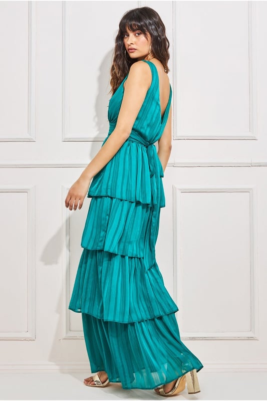 Tiered Chiffon Maxi Dress