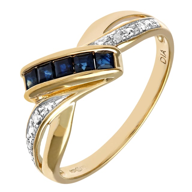 Oro blanco de 9 quilates (375): 2,7 g; # Diamante: 0,02 ct; # Zafiro: 0,28ct