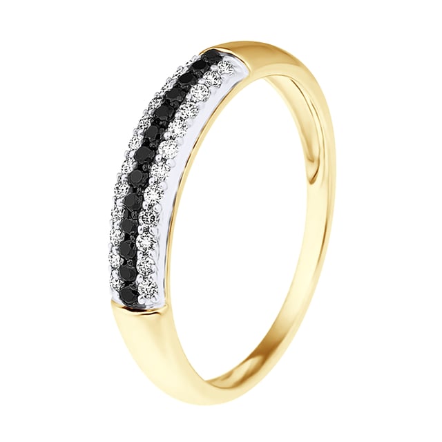 Alliance Diamonds zwarten en blanken 0.260 Cts - Quality HSi (Color H - Quality Si1) - Verkrijgbaar in maat 48 tot maat 60 - Yellow Gold 375 duizendste - 2 jaar garantie op fabricagefouten - Wordt geleverd in een koffer met een Certificaat van Echtheid en een internationale garantie - Al onze juwelen zijn gemaakt in Frankrijk.