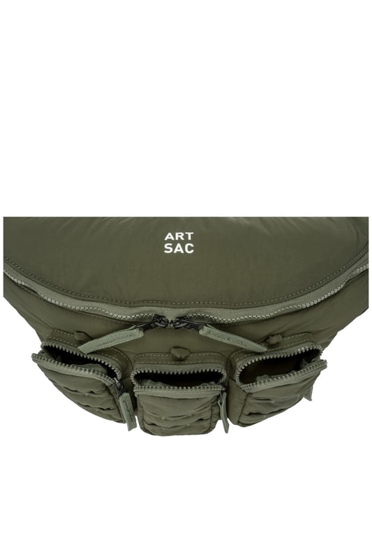 The perfect practial edition to any outfit. This unique triple-pocket design sling bag has enough internal and external space to carry all your every day essentials. Features: , Padded lightweight nylon, Water resistant, Zip top opening to main compartment, ARTSAC screen printed logo, Triple front zip pocket with loops, Internal zip pocket, External rear zip pocket, Top grab handle, 2 Mobile phone internal net pockets, Adjustable shoulder strap allowing backpack styling or bum bag styling Style Ref: 52014 KHAKI