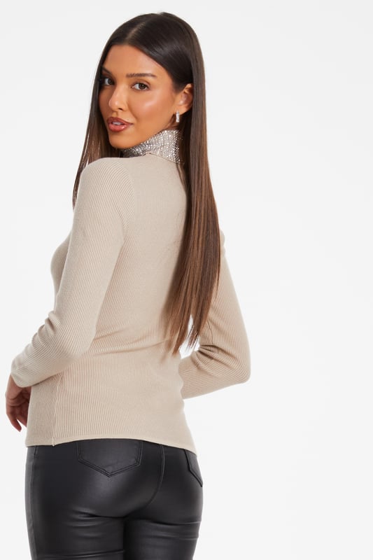 - Plain design - Diamante detail - Long sleeves - Model height: 5' 7" - Model wears size: s - Always check the care wash label - Cool hand wash with mild detergent
