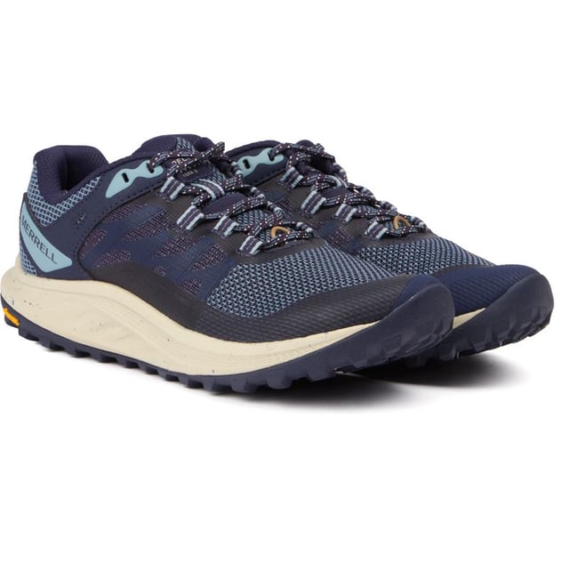 Zapatillas Merrell antora 3 de mujer en color azul y suela de goma.