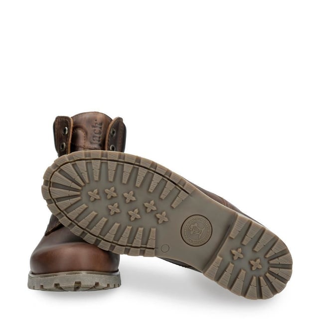 Step Out in Style and Comfort with Panama Jack Boots Whether you're trekking through rugged countryside trails or navigating urban streets, the original Panama Jack 03 C8 Mens Lace Up Boot is your perfect companion. Boasting a classic design with a plain round toe and a brown padded leather collar, these boots exude timeless elegance. The stitched commando sole ensures durability and stability on any terrain. For the gentlemen, the Men's Brown Panama Jack 03 Lace-up Ankle Boots are designed to withstand the elements. Featuring a waterproof smooth nubuck upper, soft padded ankle shaft, and warm lining, these boots keep your feet cozy and dry. The embossed logo on the heel and hexagonal metal eyelets add a touch of sophistication to their rugged charm. Key Features: Classic Design: The Panama 03 boots blend design, quality, and comfort seamlessly, offering a timeless aesthetic for both men and women. Versatile Wear: Whether you're exploring the city streets or conquering mountain trails, these boots are perfect for all your daily adventures. Waterproof Construction: Crafted from waterproof vintage nappa leather with leather lining, these boots ensure your feet stay dry and comfortable in any weather. Anatomical Support: Enjoy enhanced comfort and hygiene with the anatomically formed insole that provides a perfect fit for your feet. Durable and Slip-Proof: The rubber outsole offers flexibility, durability, and slip-proof traction, providing stability on various surfaces. Made in Spain: With a shaft height of 18 cm, these boots are expertly crafted in Spain, ensuring superior craftsmanship and quality. Step into Panama Jack boots and experience the perfect blend of style, durability, and comfort for your everyday adventures. Made for those who appreciate quality and craftsmanship, these boots are your trusted companion wherever your journey takes you