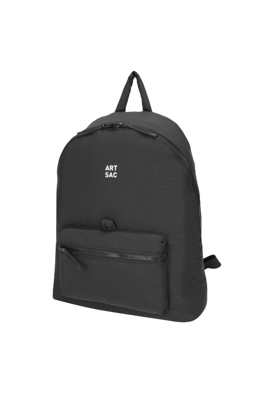 Our largest backpack. This lightweight backpack has plenty of internal space as well as an external front pocket and internal laptop sleeve (fits 15 inch laptop / Apple MacBook Pro 16 inch) for you to organise all your essentials. It's stylish design is discreet and adaptable enough to style with any outfit. The perfect bag for your every day commute or casual day-trip. Features: , Padded lightweight nylon, Water resistant, 15 inch padded laptop sleeve - Fits Apple MacBook Pro 16 inch, Zip top opening to main compartment, ARTSAC screen printed logo, Single front zip pocket with loops, Internal zip pocket for smaller valuables, 2 Internal mobile phone slip pockets - fits normal and plus size smart phones, 3 Internal pen slip pockets, Ergonomic contoured back panel, Adjustable padded backpack straps, Top grab handle, Large model Style Ref: 52015 BLACK