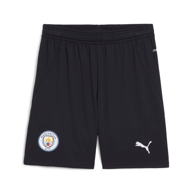 PRODUCT STORY : Hit the pitch like Manchester City's finest in these football shorts. They're made from sweat-wicking material to keep you cool in the tensest moments of the game and are finished with the team's famous crest on the leg. FEATURES & BENEFITS :  dryCELL: Performance technology designed to wick moisture from the body and keep you free of sweat during exercise. As part of the RE:FIBRE program, this garment is made of at least 95% recycled material from textile waste and other used materials.  DETAILS :  Regular fit. 170 gsm, Jacquard. Medium rise. Official team branding. PUMA branding details. PUMA Youth: Recommended for older kids between 8 and 16 years.  Our model is 150 cm tall and is wearing size  152 RUS.