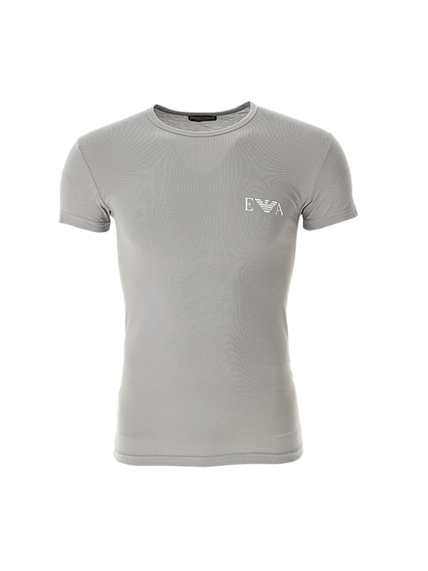 Mens Emporio Armani 2 Pack Underwear Logo T- Shirt in grey black.- Crew neckline.- Short sleeves.- Emporio Armani branding.- Straight hem.- 95% Cotton  5% Elastane.- Ref: 1116704R715
