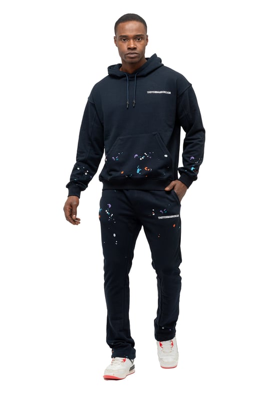Tom Barron Herren-Trainingsanzug-Set Paint Splatter in Oversize