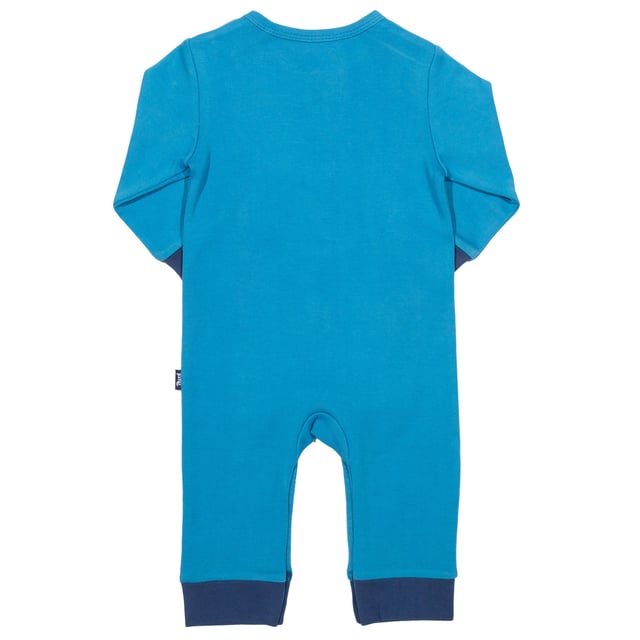 Our classic, soft, and comfortable romper looks perfect for sleepy time and playtime in our eye-catching Atlantic blue with fun puffling appliqué. It's just what the little puffling in your life needs to provide comfort night or day!
