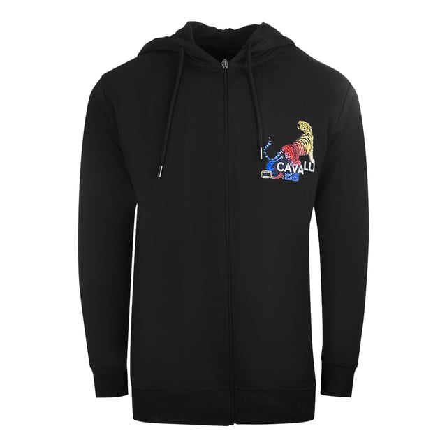 This cavalli class hoodie is the perfect way to show off your bold personal style. It features a striking tiger logo, making it the perfect addition to your wardrobe. Be ready to stand out and make a statement with this one-of-a-kind hoodie! 60% Cotton, 40% Polyester, Elasticated Waist Hem and Sleeve Endings Regular Fit, Fits True To Size, Kangaroo Pocket, Brand Logo On Chest Drawstring Pulls, Cavalli Class Hooded Jumper Black Hoodie, Zip Up