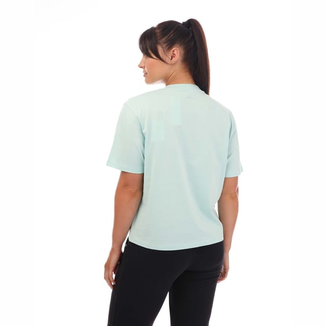 Womens Timberland Stack Logo T-Shirt in light blue.- Crew neck.- Short sleeves.- Printed logo.- Regular fit.- 100% Cotton.- Ref: A5RZXEG8