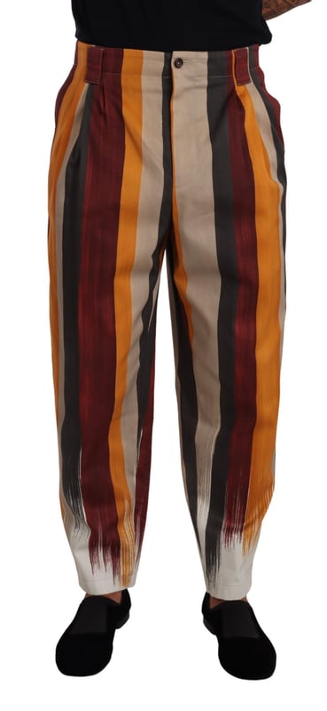 100% Authentic Dolce & Gabbana skinny pants
  Crafted from flax
  Multicolor stripes
  Regular fit
  Zip and button closure
  Logo details
  Made in Italy
  Material: 58% Flax 42% Cotton
Material: 58% Flax 42% Cotton