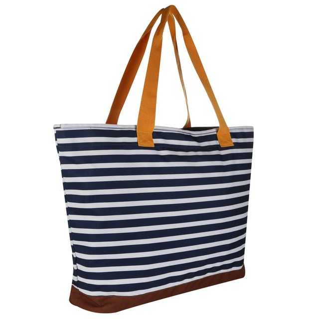 100% Polyester. Fabric: Recycled. Fastening: Clip, Zip. Key Clip. Pockets: 1 Security Pocket. Design: Beach, Striped. 50 x 38 x 18 cm