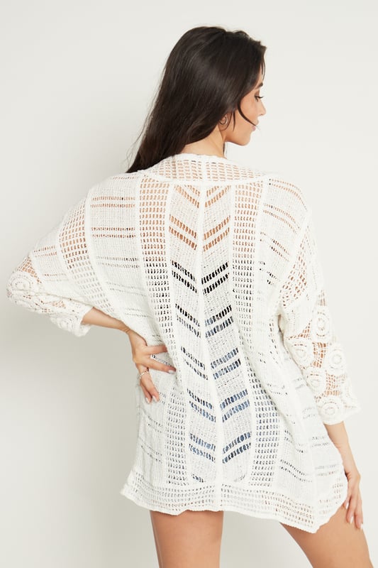 Open Knit Crochet Cardigan