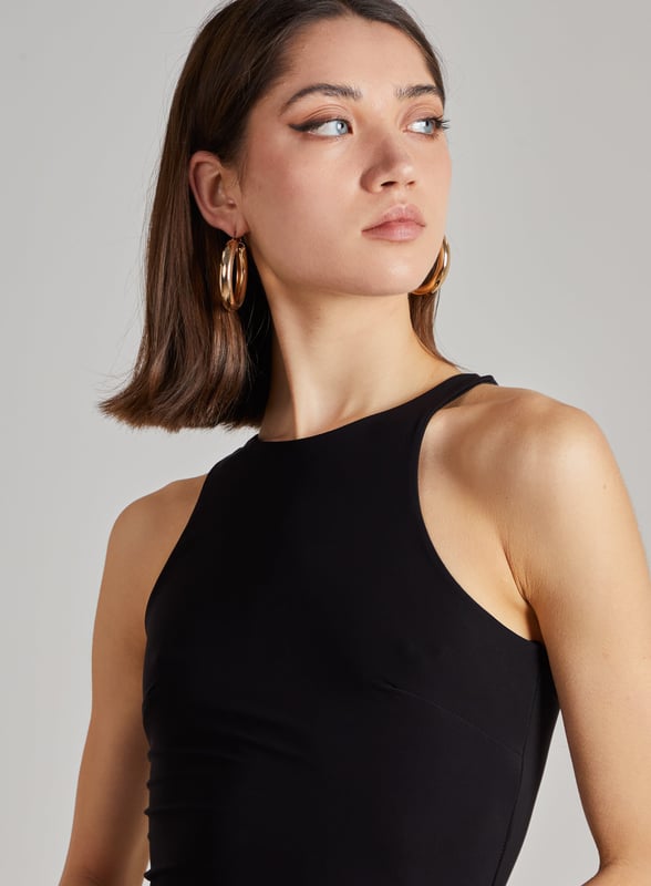Solid Slinky Mini Dress